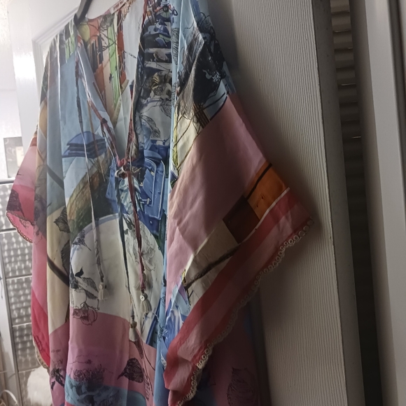 Multi Color Silk Beach Kimono - Picture 6 of 16